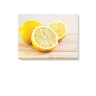 Yellow Sliced Lemons Food Photography Still Life Canvas Print