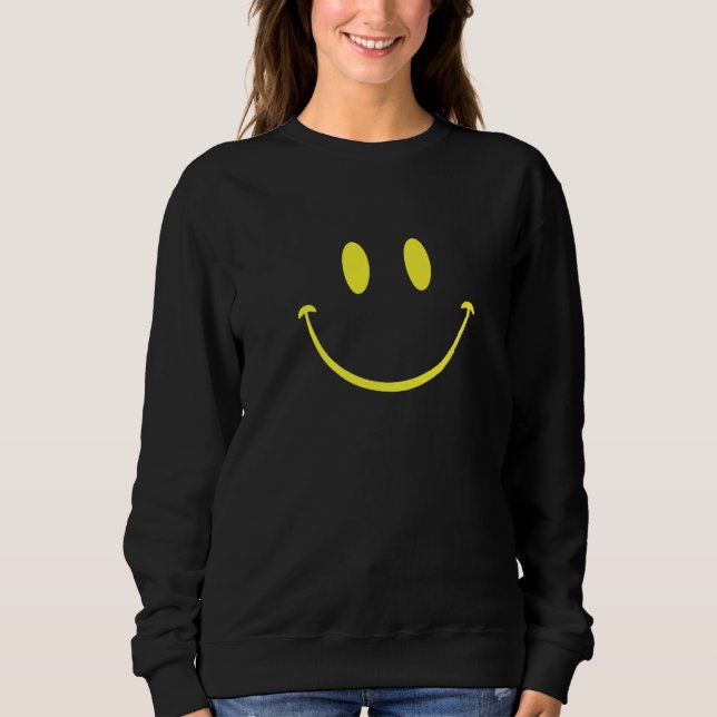Yellow Smile Face  Cute Happy Peace Smiling Face S Sweatshirt (Front)