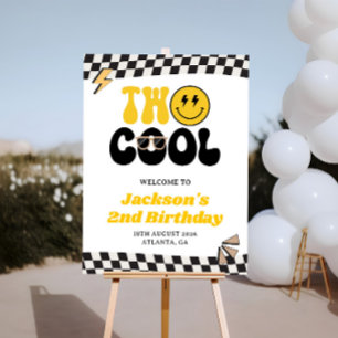 Yellow Smiley Face Boy 2nd Birthday Welcome Foam Board