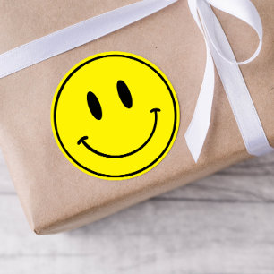 Yellow Smiley One Happy Dude/Gal Birthday Stickers