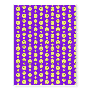 Yellow Smilies on Purple Temporary Tattoos