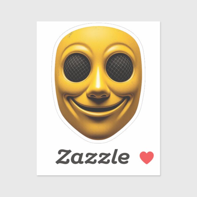 Yellow Smiling Mask Sticker (Sheet)
