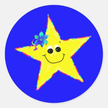 Yellow Smiling Star Birthday Stickers by anuradesignstudio at Zazzle