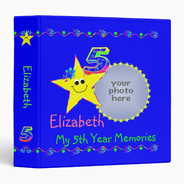 Yellow Smiling Stars 5th Year Memories Album Binder (Front/Spine)