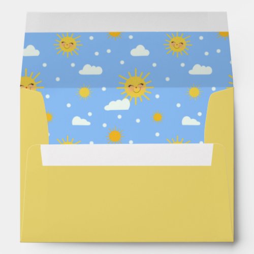 Yellow Smiling Sun Cloudy Sky Cute Envelope