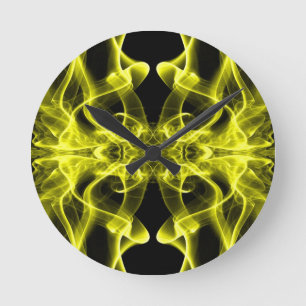 Yellow Smoke Symmetrical Minimalist Black Round Clock