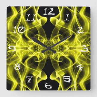 Yellow Smoke Symmetrical Minimalist Black Square Wall Clock