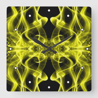 Yellow Smoke Symmetrical Minimalist Black Square Wall Clock