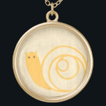 Yellow Snail on Cream Background Gold Plated Necklace<br><div class="desc">This yellow snail is much cuter than real snails! An enchanting Chariklia Zarris print,  the cream background blends well with the yellow color of the snail. A great piece to place on the wall of a child's room!</div>
