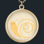 Yellow Snail on Cream Background Gold Plated Necklace<br><div class="desc">This yellow snail is much cuter than real snails! An enchanting Chariklia Zarris print,  the cream background blends well with the yellow color of the snail. A great piece to place on the wall of a child's room!</div>