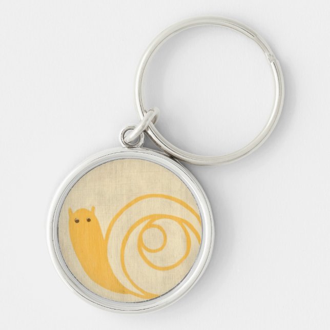 Yellow Snail on Cream Background Keychain (Front)