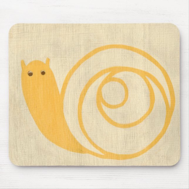 Yellow Snail on Cream Background Mouse Pad (Front)