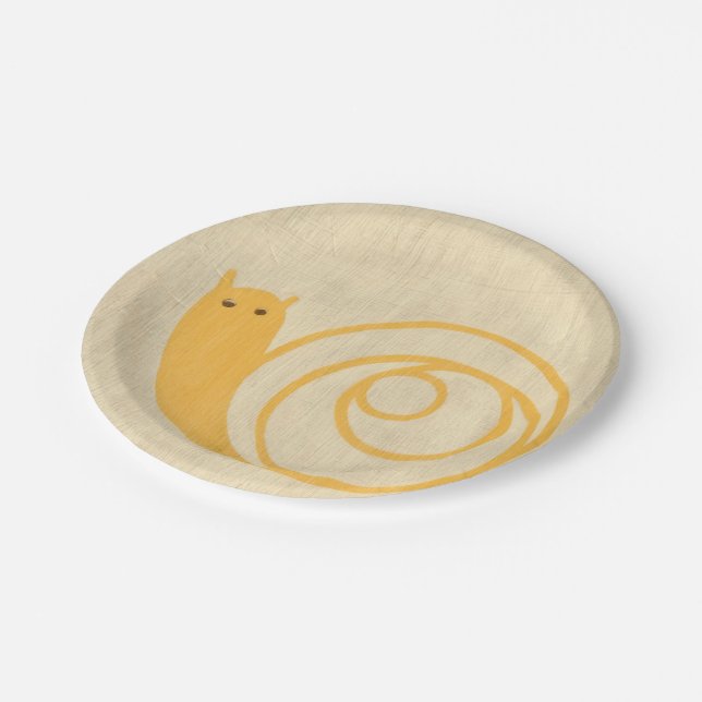 Yellow Snail on Cream Background Paper Plates (Angled)