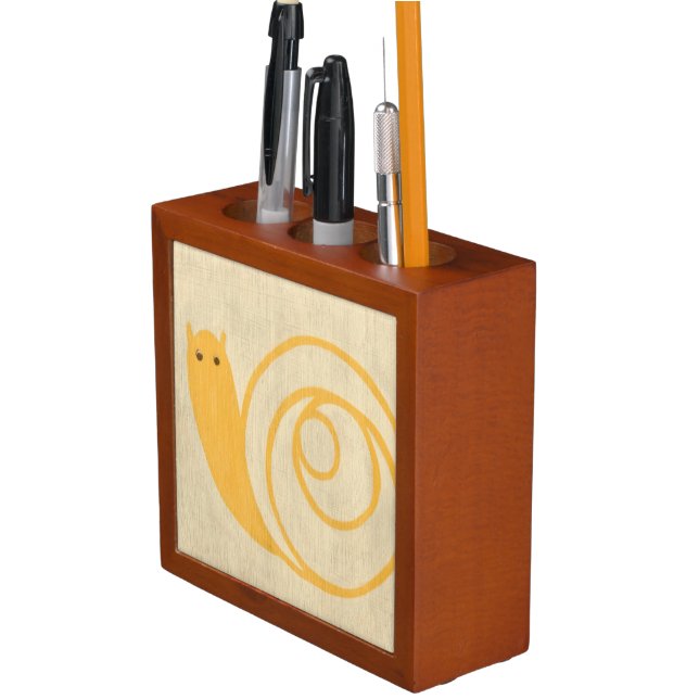 Yellow Snail on Cream Background Pencil Holder (In Situ)
