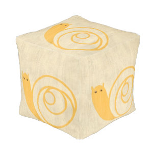 Yellow Snail on Cream Background Pouf