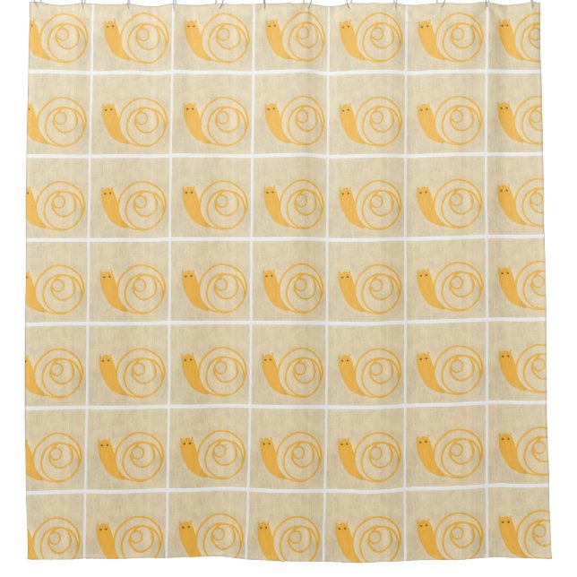 Yellow Snail on Cream Background Shower Curtain (Front)
