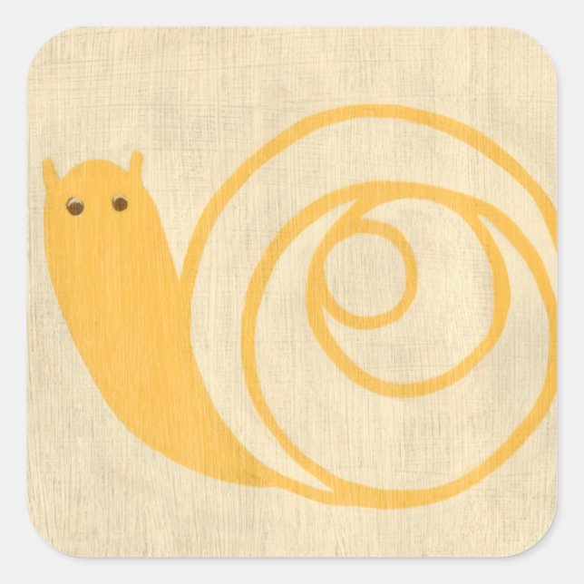 Yellow Snail on Cream Background Square Sticker (Front)
