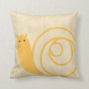 Yellow Snail on Cream Background Throw Pillow