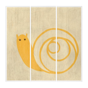 Yellow Snail on Cream Background Triptych