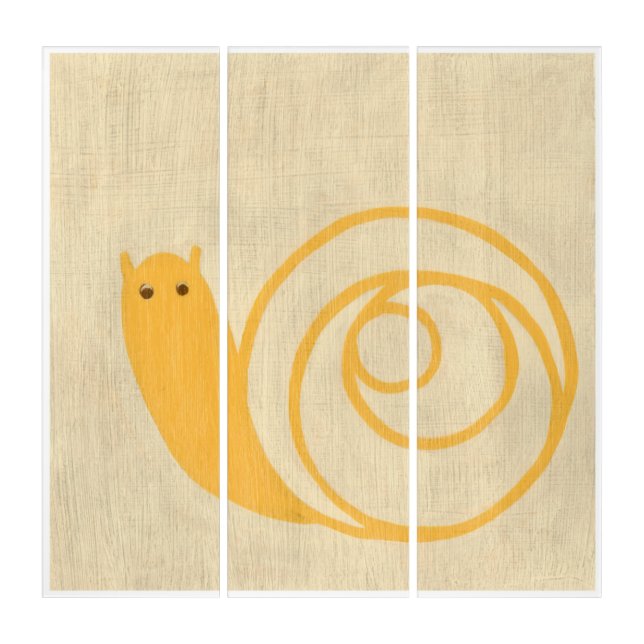 Yellow Snail on Cream Background Triptych (Front)