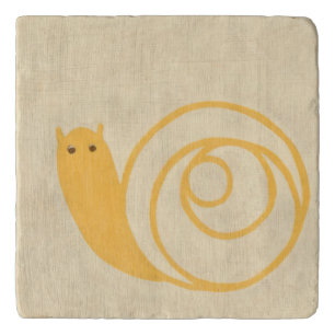 Yellow Snail on Cream Background Trivet