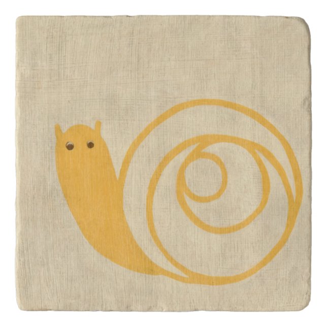 Yellow Snail on Cream Background Trivet (Front)
