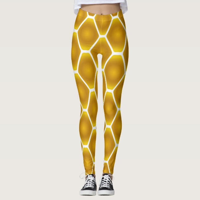 Yellow Snake Diamond Print Leggings (Front)