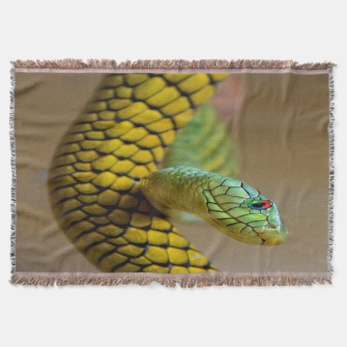 Yellow Snake Rainbow eyes Throw Blanket