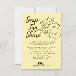 Yellow Snap Tag Share Business Thank You Card