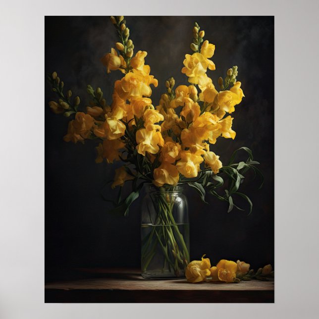 Yellow Snapdragon Flowers Art Print Poster (Front)