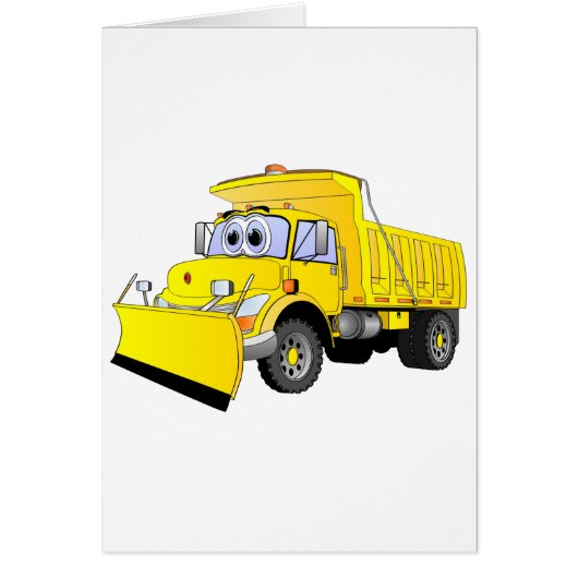 Yellow Snow Plow Cartoon Cards (Front)