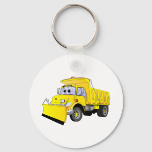 Yellow Snow Plow Cartoon Keychain