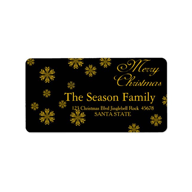yellow Snowflake Christmas  address label (Front)
