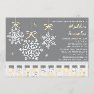 Yellow Snowflake Mobile Crib Baby Shower Invite