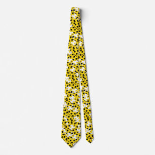 Yellow ⚽ Soccer Ball Collage - Two Side Print Neck Tie