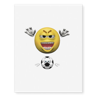 Yellow soccer emoticon or temporary tattoos