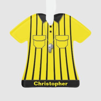 Yellow Soccer Referee Uniform Personalized Ornament by Fun_Forest at Zazzle