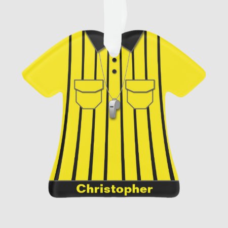 Yellow Soccer Referee Uniform Personalized Ornament