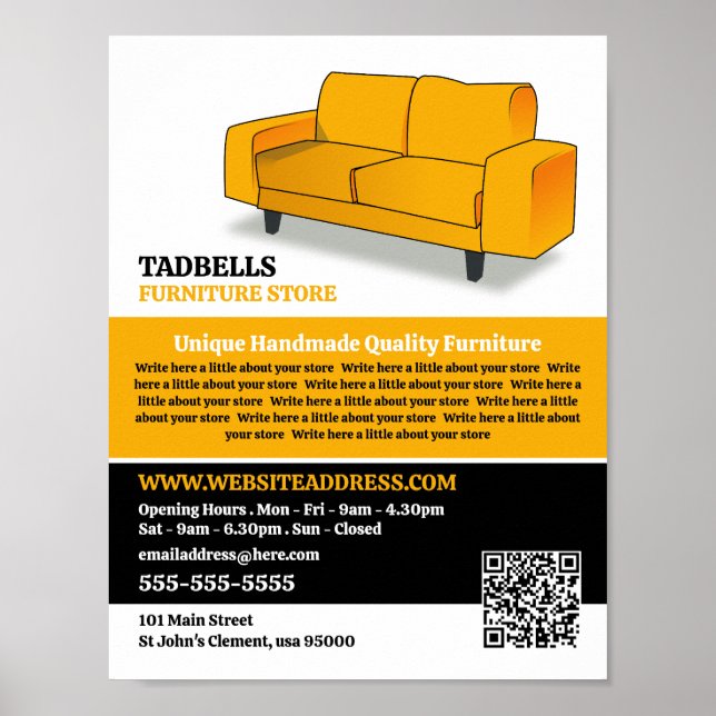 Yellow Sofa - Furniture Store Sales Poster (Front)