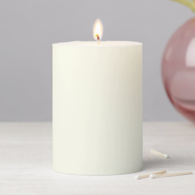 Yellow Soft Pale White Pastel Solid Color Pillar Candle (In Situ)