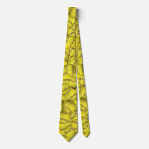 yellow softball background neck tie