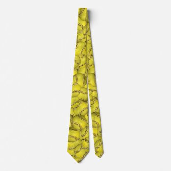 Yellow Softball Background Neck Tie by dryfhout at Zazzle