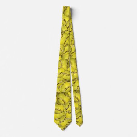 Yellow Softball Background Neck Tie