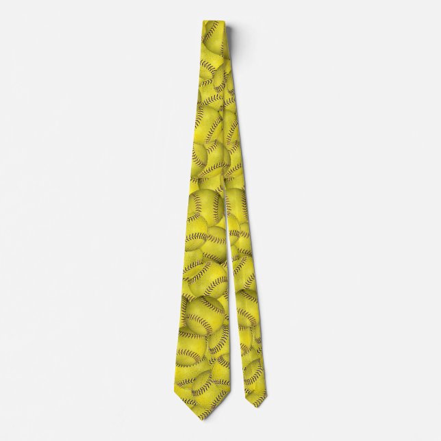 yellow softball background neck tie (Front)