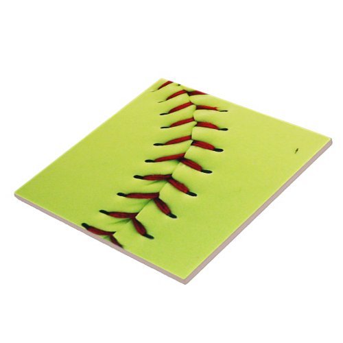 Yellow softball ball ceramic tile