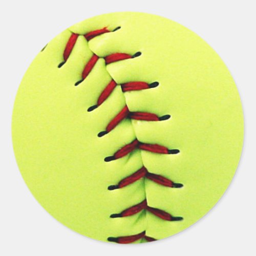 Yellow softball ball classic round sticker