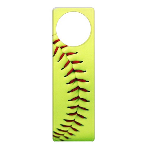 Yellow softball ball door hanger