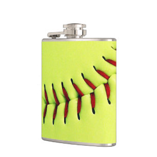 Yellow softball ball hip flask