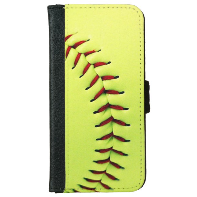 Yellow softball ball iPhone wallet case (Front)