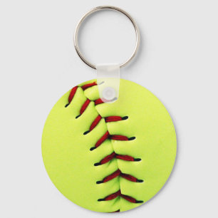Yellow softball ball keychain